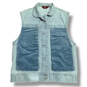 Vintage 80s Ms Lee Denim Vest Light Blue Corduroy Trucker Made in USA Sz S